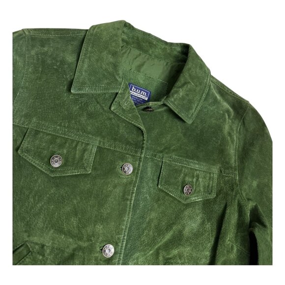 BUM EQUIPMENT Genuine Leather Cropped Bomber Vintage Y2K Jacket Womens Medium - Picture 3 of 6